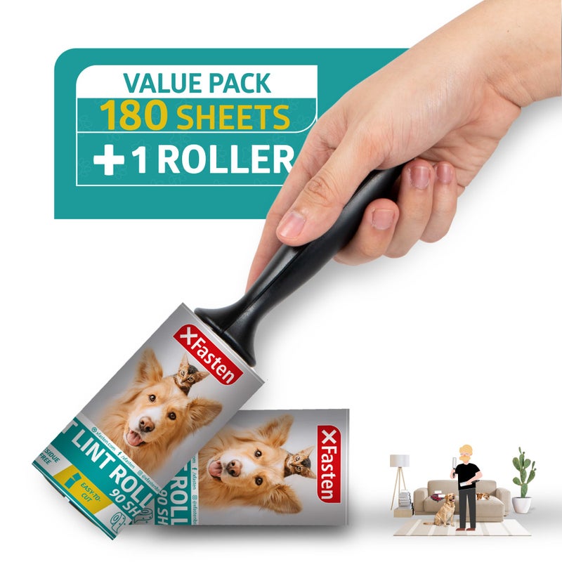 XFasten Pet Hair Lint Roller, 450 Sheets Furniture Lint Rollers for Pet Hair, 1 Heavy Duty Lint Roller for Clothes + 5 Sticky Lint Rollers Refills - Xfasten - Image 1